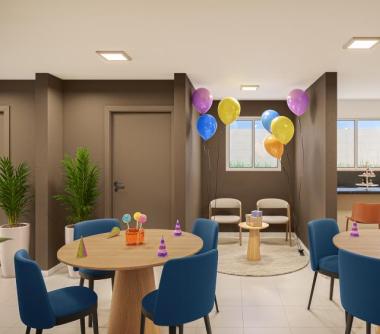 Perspectivas artística do salão de festas