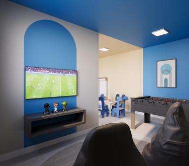 Perspectiva artística do salão de jogos