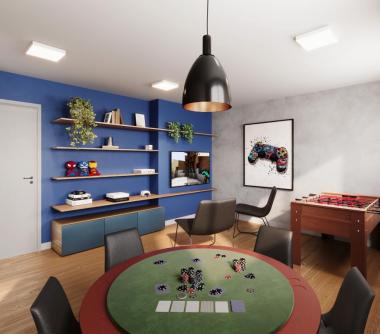 Perspectiva artística do salão de jogos