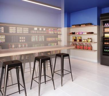 Perspectiva artística do mini mercado