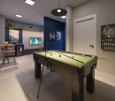 Perspectiva artística do salão de jogos