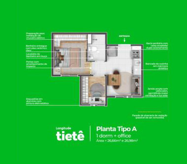 Perspectiva artística da planta tipo A