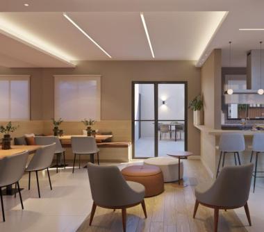 Perspectiva artística do salão de festas