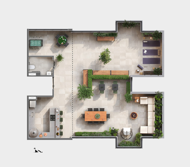 Perspectiva artística do rooftop