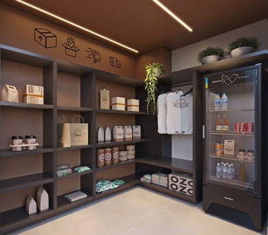 Perspectiva artística do espaço delivery