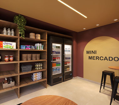 Perspectiva artística do mini mercado